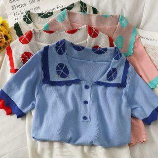 Slim-fit Printed Knit Polo Shirt In 5 Colors