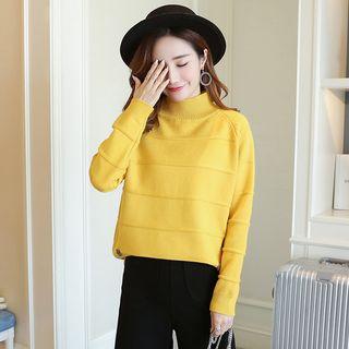 Mock-neck Buttoned Sweater