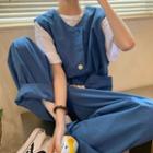 Sleeveless Wide Leg Jumpsuit Blue - One Size