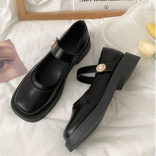 Square-toe Platform Block Heel Mary Jane Shoes