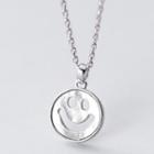 925 Sterling Silver Shell Smiley Pendant Necklace Silver - One Size