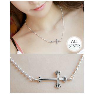 Cross Pendant Ball-chain Silver Necklace