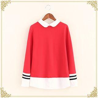 Mock Two Piece Collared Pullover