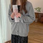 V-neck Wool Blend Boxy Cardigan
