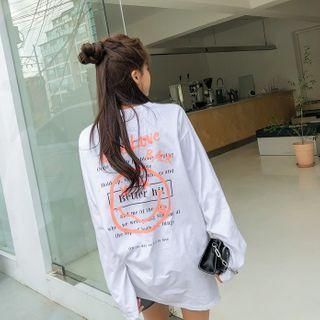 Emoji Letter Print Longline T-shirt