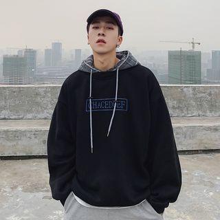 Patterned Paneled Letter Hoodie