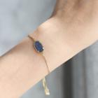 Faux Crystal Alloy Bracelet 1 Pc - Blue & Gold - One Size