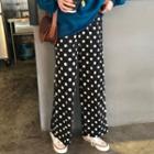 Dotted Wide-leg Pants Black - One Size