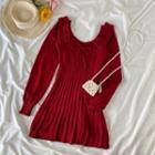 Bow Accent Knit Mini Dress