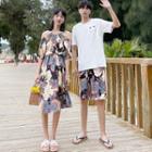 Couple Matching Short-sleeve T-shirt / Shorts / Floral A-line Dress