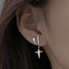 Rhinestone Star Ear Cuff 1 Pc - Cross Clip On Earring - Silver - One Size