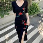 Floral Embroidered Knit Dress (various Designs)