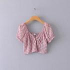 Flora Print Puff-sleeve Cropped Top