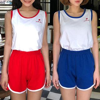 Strawberry Milk Contrast-piping Sweat Shorts