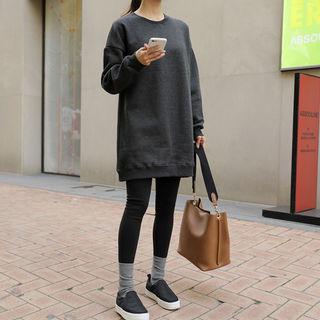Brushed-fleece Lined Mini Pullover Dress