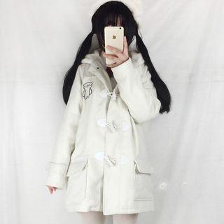 Hooded Padded Toggle Coat Off-white - One Size