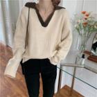 Open-collar Sweater As Shown In Figure - One Size