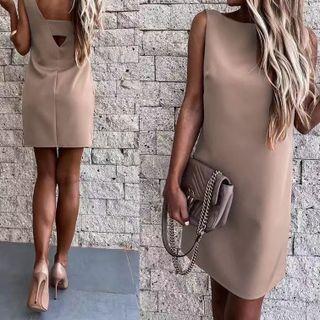 Backless Plain Tank Dress