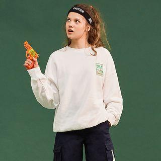 Printed Appliqu  Boxy Sweatshirt White - One Size