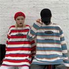 Couple Matching Lettering Striped Long-sleeve T-shirt