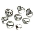 Set Of 8: Retro Rhinestone Ring (various Designs) Sku4268 - One Size