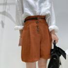 High-waist Plain Wide-leg  Shorts