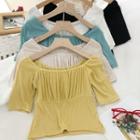 Off Shoulder Frilled Short-sleeve Top