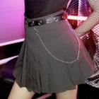Accordion Pleated Mini Skirt/ Chained Belt/ Set