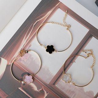 Faux-pearl Flower Charm Bracelet