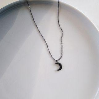 Moon Pendant Necklace 1 Pc - Necklace - Black - One Size