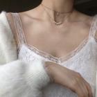 925 Sterling Silver Freshwater Pearl Layered Choker Necklace Silver - One Size
