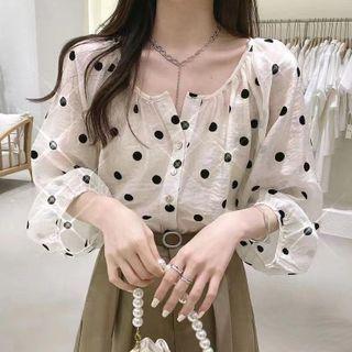 Wide-sleeve Polka Dot Shirt
