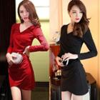 Long-sleeve Ruched Dress