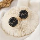 Bow Glaze Disc Earring 1 Pair - Black - One Size
