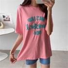 Letter Emboss Cotton T-shirt