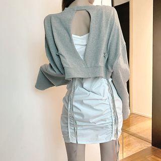 Set: Loose-fit Cropped Top + Slim-fit Sleeveless Dress As Figure - One Size