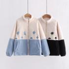 Christmas Embroidered Two-tone Zip Jacket