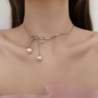 Faux Pearl Necklace Necklace - Bow Faux Pearl - White - One Size
