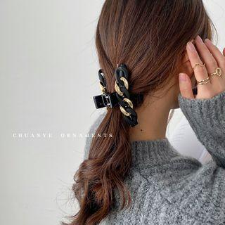 Chunky Chain Acrylic Hair Clamp 01# - Black - One Size
