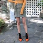 Belted Glen Plaid Miniskirt