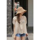Frilled Square-neck Puff-sleeve Blouse