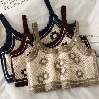 Wave-edge Printed Crop Top