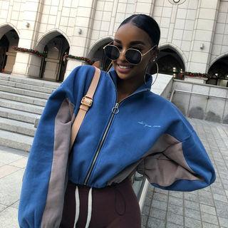 Two-tone Zipped Crop Jacket