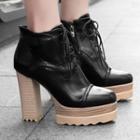 Block Heel Lace Ankle Boots