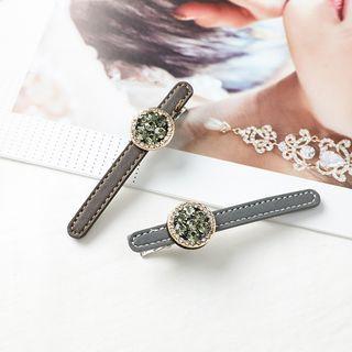 Rhinestone Faux-leather Hair Clip