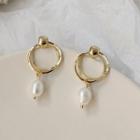Freshwater Pearl Dangle Earring A3 - 1 Pair - Gold - One Size