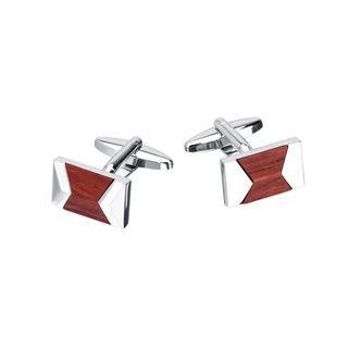 Fashion Elegant Mahogany Geometric Rectangular Cufflinks Silver - One Size