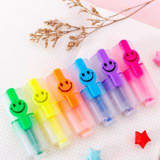 Set Of 6: Smiley Highlighter Set Of 6 - Oblique - One Size