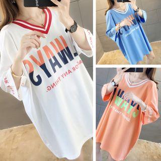 Lettering Flared-sleeve T-shirt