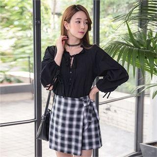Long-sleeve Lace-up Detail Top